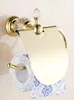 Bath Accessory Set Hardware Set European Style Hook On The Wall Luxury Crystal Brass Paper Holder Gold Badrum HANKINGS HANDEL RING HK00