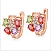 Hoop Earrings Garnet Morganite Peridot Crystal Zircon Rose Gold Ear Jewelry Huggie Earring M01-ER0298