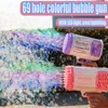 Novel Games Bubbles Machine 69 Holes Bubble Gun Rocket Launcher Form Automatisk fläkt Tvålleksaker för barn Barn Gift Pomperos 221018