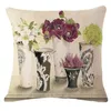 Travesseiro Creative Flower Tree Tree Print Linen Sofá Sofá Seat Família Casa decorativa Caso House de Coussin