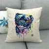 Oreiller 45 cm aquarelle animaux chiens motif jeter couverture lin/coton canapé étui décoratif