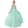 Girl Dresses Pink Little Girls Beaded Long Pageant Prom Ball Gowns Kids Children Fancy Dress For