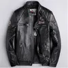 Men's Leather . Classic Quality Motor Rider Genuine Jacket For Man.Brand Cool Cowhide Coat.sales Coth