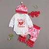 Clothing Sets Baby Girls Valentines Day Suit Round Neck Long Sleeve Heart Print Romper Trousers 4pcs Set Spring Autumn