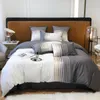 Bedding Sets Gray Stripe Embroidery Set Bed Sheet And Pillowcases Quality Quilt Cover Egyptian Cotton For Girls