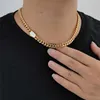 8/12 mm 18-24 pouces Hip Hop Chaîne 18K 18K Gold Gold plaqué en acier inoxydable Bracelet Collier de chaîne cubaine pour hommes Gift Femmes