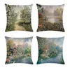 Pillow 1lot Lavender Floral Print Throw Covers 4pc Linen Hand Painted Flowers Vintage Decorative Pillows For Home