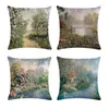 Kussen 1lot lavendel bloemenprint worp deksels 4pc linnen handgeschilderde bloemen vintage decoratieve kussens voor thuis