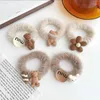 Hair Accessories 5 Pcs Plush Cartoon Elastic Ring For Baby Girls Korean Milk Coffee Color Head Rope Cute Bands