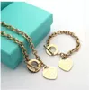 Luxury Designer Sterling Silver Heart Bangle Bracelet Necklace Set Shape Original Fashion Classic Bracelet Women Jewelry Gift with box