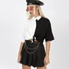 Bluzki damskie Czarno -biała patchwork Street Short Bluzka Summer Harajuku Seksowna lapa na guziki Top Cardigan Shirt Kobieta