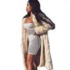 Femmes fausse fourrure manteau femmes hiver veste mode surdimensionné revers chaud tendance vêtements d'extérieur femme longs manteaux Cardigan Abrigo Mujer