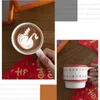 Mugs Chinese Style Ceramic 320ml Personalized Coffee Cups 3D Surface Pattern Creative Handle Drinkware For Wedding Decor Gifts