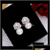 Stud mooie diamanten Zirkoon Camillia bloem parel oorbellen voor vrouw meisjes Super glinsterende Ins mode luxe ontwerper 925 Sier Post Dhxgk