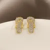 Stud Earrings LOVOACC Unique Design Bling Rhinestones Slippers Earring For Women Unusual Gold Color Metallic Party Jewelry