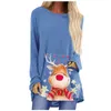 Women's T Shirts Women's Casual Round Neck Christmas Long Sleeve Print Loose T-Shirt Top Blouse Running Shirt Women