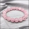 Braccialetti con perline fatti a mano in pietra di cristallo rosa naturale con perline per le donne Ragazza fascino Yoga Party Club Gioielli di moda Drop Deliver Dh9Dn