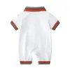 Rompers 1-2 år gamla sommarbarnskläder Baby Boy Girl Jumpsuits Lapel Short Sleeve Pyjamas 100% Bomullskläder Fashion All-Match B8KL#