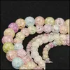 Crystal Natural Color Frizzling Crystal Peads Cracked Quartz Round Bead Spacer Loose For Diy Armband Halsbandsmycken Making Drop D Dhhjy