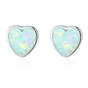 New Luxury Opal Heart s925 Silver Needle Stud Earrings Women Jewelry Korean Fashion Romantic 18k Gold Plated Earrings Valentine's Day Gift