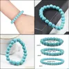 Beaded Natural Armband 8mmturquoise Beaded Strands Bangle för DIY -smycken Kvinnor och män presenterar AMET -tillbehör Drop Leverans 2022 DHTAP