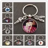 Ballet Dancer Character Silhouette Keychain Glass Convex Ballet Girl Oil Målning Keyring Dance Lovers smyckespresent