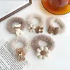 Hair Accessories 5 Pcs Plush Cartoon Elastic Ring For Baby Girls Korean Milk Coffee Color Head Rope Cute Bands