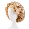 Tinta unita Satin Bowknots Sleep Caps Bonnet per donna Lady Headwrap Night Hat Cura dei capelli Copricapo moda