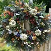 Decorative Flowers Delicate Hanging Wreath Plastic Floral Garland Reusable Autumn Pumpkin Front Door