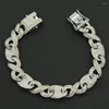 Charm Bracelets 8in Chunky Miami Curb Chain Bracelet For Men Rhinstone Steel Cuban Link Wristband Classic Punk Heavy Male Jewelry Gift