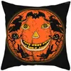 Caixa de Halloween de travesseiro 45x45cm Decorações de capa de capa preta e teia de terror Castelo impresso