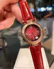 Vintage bleu pointeur Pasha montre-bracelet femmes géométrique nombre carrés montres femme rouge en cuir véritable montre à Quartz cercle horloge 35mm