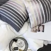 Bedding Sets Gray Stripe Embroidery Set Bed Sheet And Pillowcases Quality Quilt Cover Egyptian Cotton For Girls