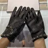 Womens Designer Genuine Leather Gloves Sheepskin Brand Bright Female Winter Luxury Gloves Warm Fashion Semifinger Windproof Antifreeze Glove