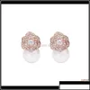 Stud Lovely Diamond Zircon Camillia Flower Pearl Brincos para mulheres Girls Super Glittering Ins Fashion Luxury Designer 925 Sier Post Dhxgk