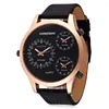 Wristwatches Big Rose Gold Case Wrist Watch For Men Cool Men's Watches Three Times Military Man Black Leather Strap Relogio Masculino