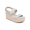 Sandaler 2023 Summer Women's Solid Color Open-Toe Fashion All-Match Casual Roman Wedge Shoes Sapatos de Mujer