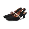 Sandals Spring Suede Thick Women's Mid-heeled Bow Round Head Wild Four Seasons Ladies Shoes Large Size