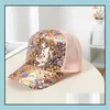 Ball Caps Party Hoeden zomer pailletten caps dames ademende zonneschade honkbal hoed mode net cap 4 kleuren db083 drop levering 2022 ac dhur8