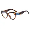 Mode Oljemålning Glasögon Bågar Plano Anti Blue Ray-linser Ovala glasögon PC-bågar Dam Glasögon Daglig dekoration Glasögon