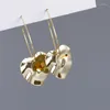 Boucles d'oreilles de cerceau Enosola Surface irrégulière 925 argent sterling pendait de gros cerceaux inégaux en forme de coeur bijoux