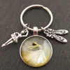 Ballet Dancer Character Silhouette Keychain Glass Convex Ballet Girl Oil Målning Keyring Dance Lovers smyckespresent