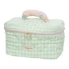 Storage Bags Korean Style Women Travel Large Capacity Portable Plaid Makeup Cute Beauty Cosmetic Bag Lunch Box