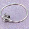 Authentic 925 Sterling Silver Little Mouse Clasp Bracelet with Original Box for Pandora Snake Chain Charms Bracelets For Women Girls Party Jewelry Set