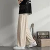 Männer Hosen Männer Breites Bein Sommer Eis Seide Gerade Mode Vintage Casual Hosen Streetwear Koreanische Lose Böden Männliche Kleidung