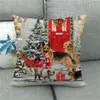 枕45cmメリークリスマスかわいい犬スプリングバードリースリネン/コットンスローカバーカウチカバーホーム装飾枕カバー