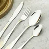 Dinnerware Sets 304 Stainless Steel Cutlery Set Knife Fork Spoon Tableware Carved Golden Pattern Silverware Home Kitchen Flatware