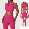 Set attivi Set da yoga senza cuciture Completi da allenamento a costine Tuta da donna da palestra in 2 pezzi per tuta da leggings con reggiseno sportivo fitness