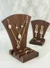 Jewelry Pouches Pendant Ring Display Holder Tray Black Walnut Solid Wood Stand
