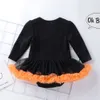 Rompers Halloween Baby Costume Dirls Drouns Born Burn Pumpkin Black Umpasuits Dress Math Cartoond Printed Kids Party 221018